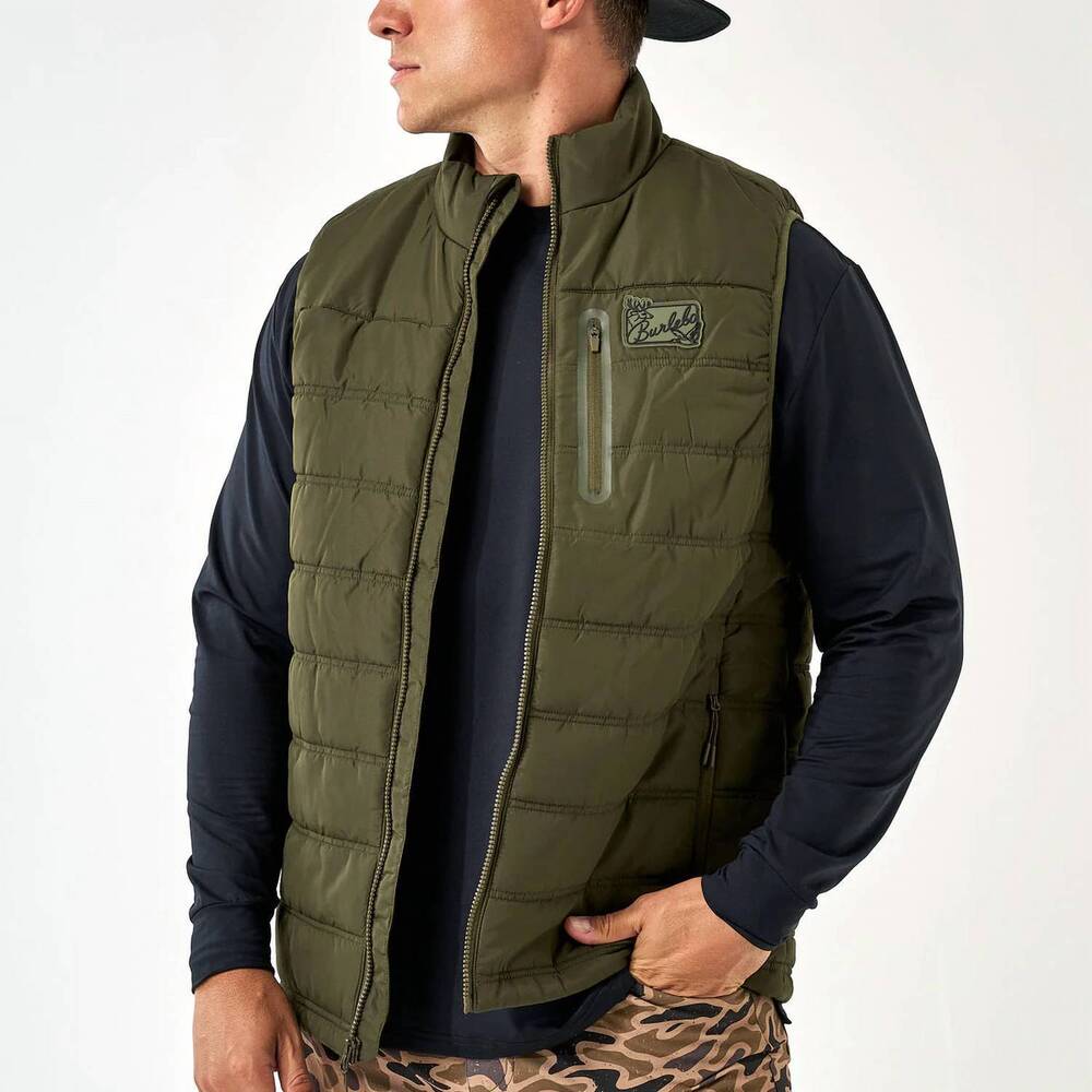 NEW BURLEBO water-resistant puffer vest in mallard green